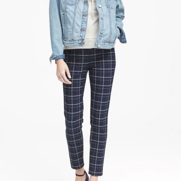 Banana Republic Pants - NWT BANANA REPUBLIC SLIMMING BI-STRETCH SLOAN NAVY WINDOWPANE PANT